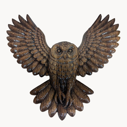 Wooden owl sculpture 